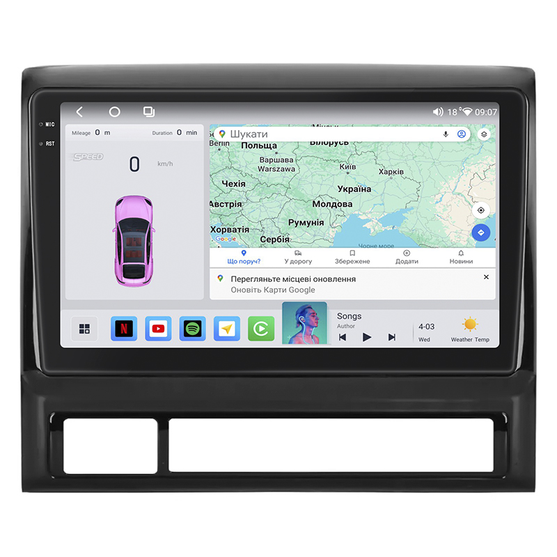 Штатная магнитола Lesko для Toyota Tacoma II 2004-2011 экран 9" 4/64 QLED CarPlay 4G Wi-Fi GPS 360 Prime