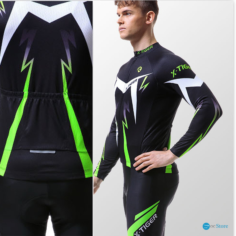Вело костюм для мужчин X-Тiger XM-CT-013 кофта с длинным рукавом штаны Green M