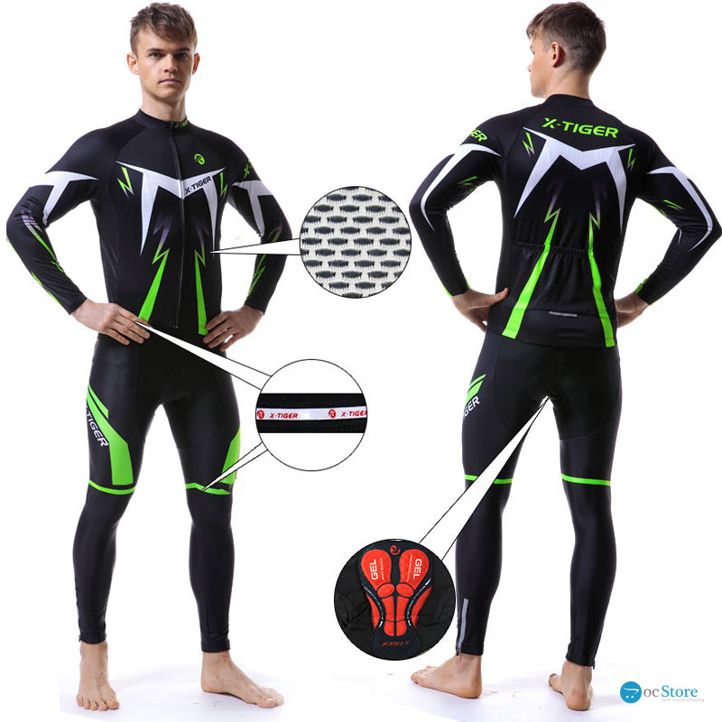 Вело костюм для мужчин X-Тiger XM-CT-013 кофта с длинным рукавом штаны Green M