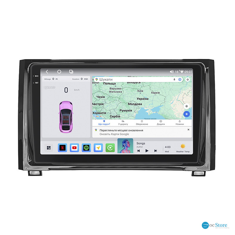Штатная магнитола Lesko для Toyota Tundra II 2007-2013 экран 9" 4/64 QLED CarPlay 4G Wi-Fi GPS 360 Prime