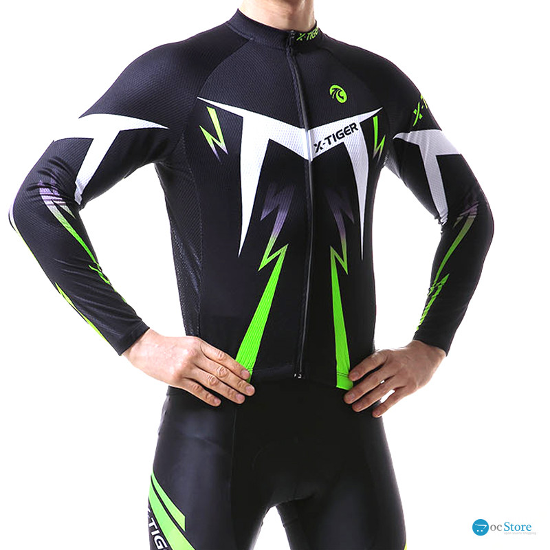 Вело костюм для мужчин X-Тiger XM-CT-013 кофта с длинным рукавом штаны Green S