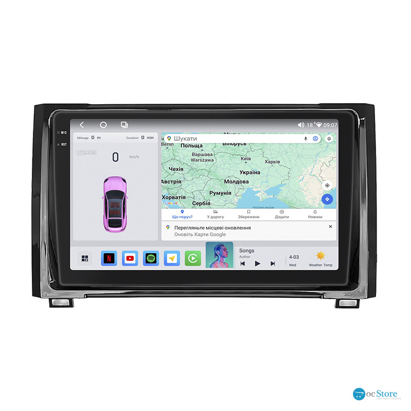 Штатная магнитола Lesko для Toyota Tundra II Рестайлинг 2013-2021 экран 9" 4/64 QLED CarPlay 4G Wi-Fi GPS 360 Prime