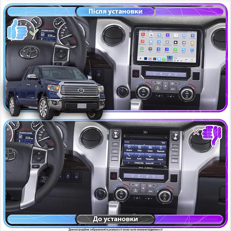 Штатная магнитола Lesko для Toyota Tundra II Рестайлинг 2013-2021 экран 9" 4/64 QLED CarPlay 4G Wi-Fi GPS 360 Prime