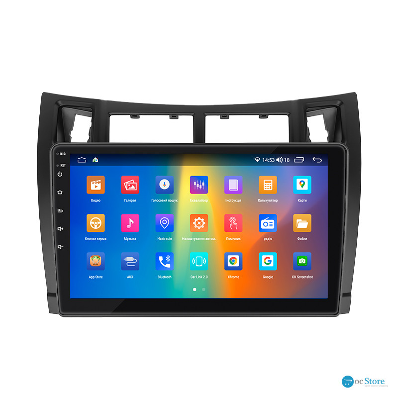 Штатная магнитола Lesko для Toyota Vitz II (XP90) 2005-2011 экран 9" 2/32Gb CarPlay 4G Wi-Fi GPS Prime