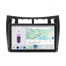 Штатная магнитола Lesko для Toyota Vitz II (XP90) 2005-2011 экран 9" 4/64 QLED CarPlay 4G Wi-Fi GPS 360 Prime