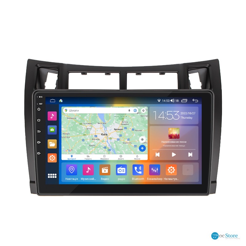 Штатная магнитола Lesko для Toyota Yaris II 2005-2009 экран 9" 2/32Gb CarPlay 4G Wi-Fi GPS Prime