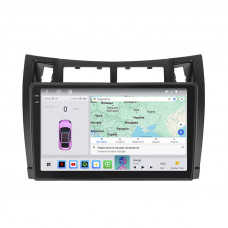 Штатная магнитола Lesko для Toyota Yaris II 2005-2009 экран 9" 4/64 QLED CarPlay 4G Wi-Fi GPS 360 Prime