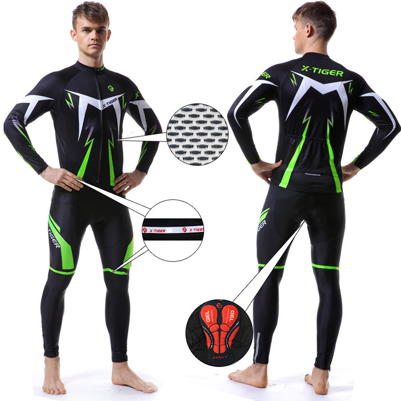 Вело костюм для мужчин X-Тiger XM-CT-013 кофта с длинным рукавом штаны Green XXL
