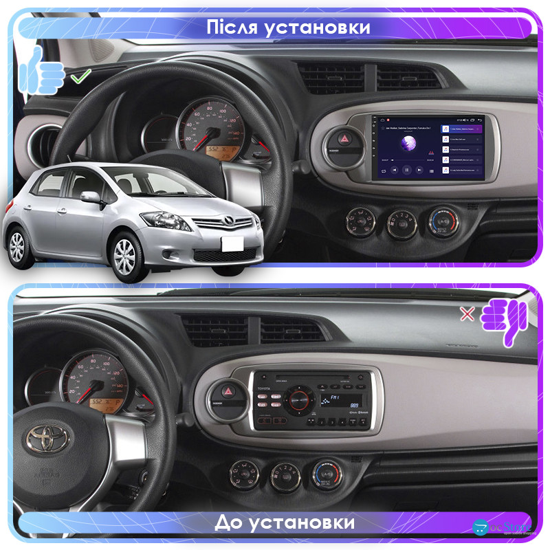 Штатная магнитола Lesko для Toyota Yaris III 2010-2014 экран 9" 2/32Gb Wi-Fi GPS Base
