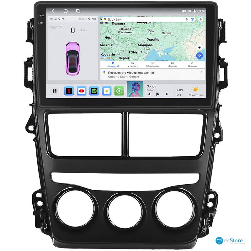 Штатная магнитола Lesko для Toyota Yaris III Рестайлинг 2 2017-2020 экран 9" 4/64 QLED CarPlay 4G Wi-Fi GPS 360 Prime