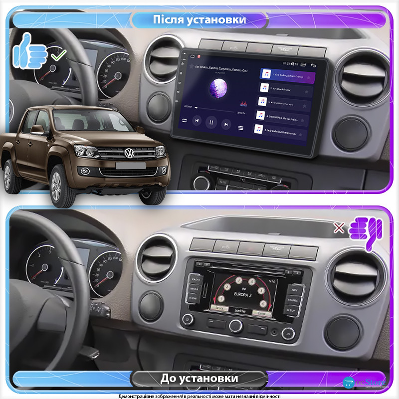 Штатная магнитола Lesko для Volkswagen Amarok I 2010-2016 экран 10" 2/32Gb CarPlay 4G Wi-Fi GPS Prime
