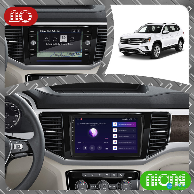Штатная магнитола Lesko для Volkswagen Atlas I 2017-2020 экран 9" 4/64Gb CarPlay 4G Wi-Fi GPS Prime