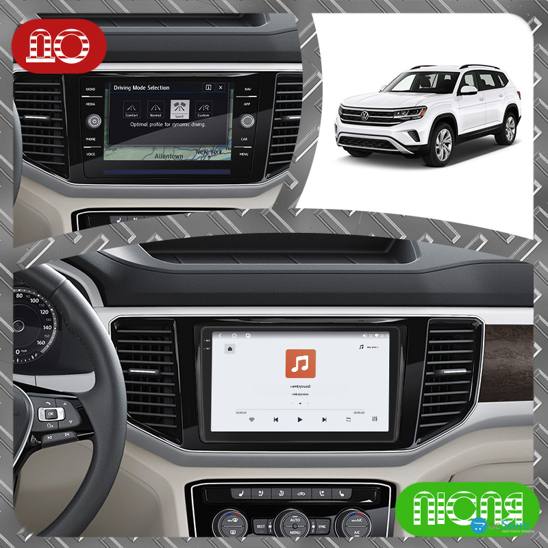Штатная магнитола Lesko для Volkswagen Atlas I Рестайлинг 2020-н.в. экран 9" 4/64 QLED CarPlay 4G Wi-Fi GPS 360 Prime