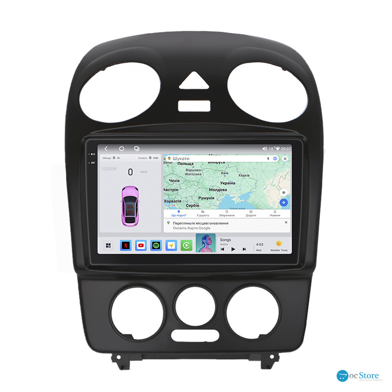 Штатная магнитола Lesko для Volkswagen Beetle I (A4) Рестайлинг 2005-2010 экран 9" 4/64 QLED CarPlay 4G Wi-Fi GPS 360 Prime