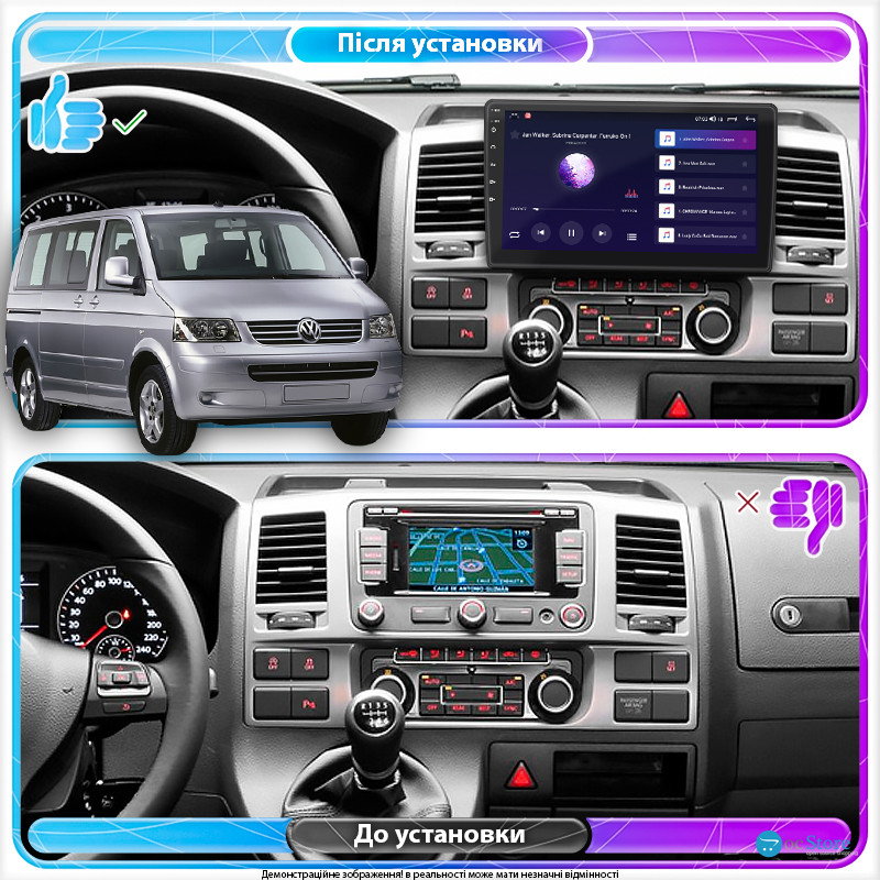 Штатная магнитола Lesko для Volkswagen Caravelle T5 2003-2009 экран 10" 4/32Gb 4G Wi-Fi GPS Top