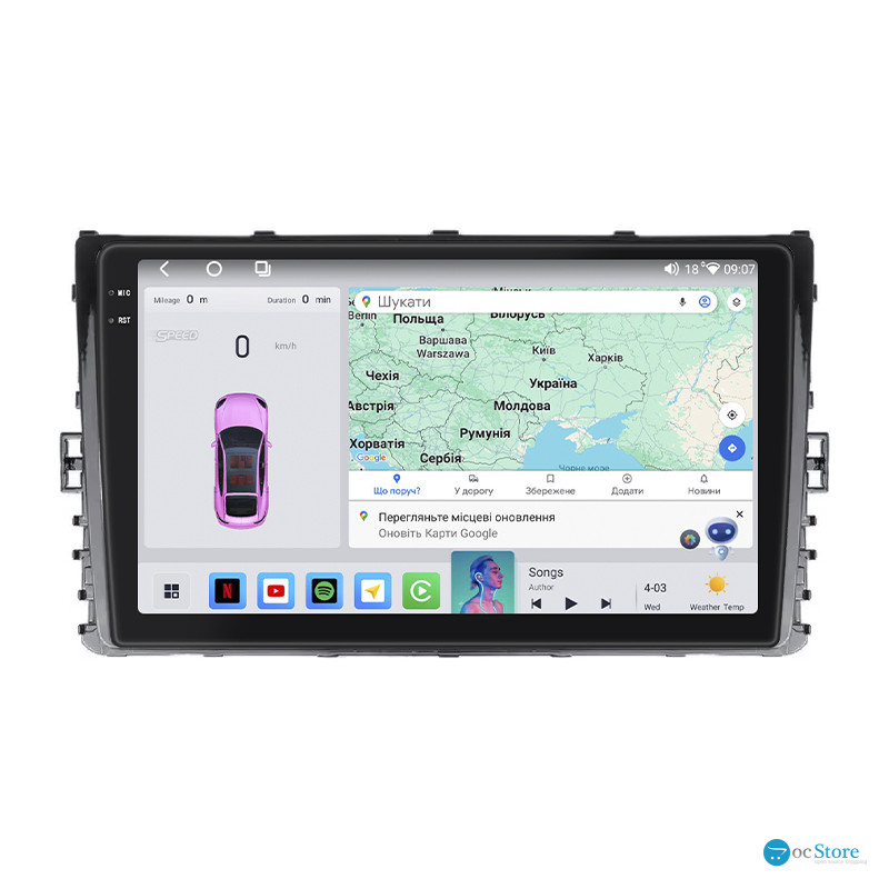 Штатная магнитола Lesko для Volkswagen Caravelle T6 Рестайлинг 2019-н.в. экран 9" 4/64 QLED CarPlay 4G Wi-Fi GPS 360 Prime