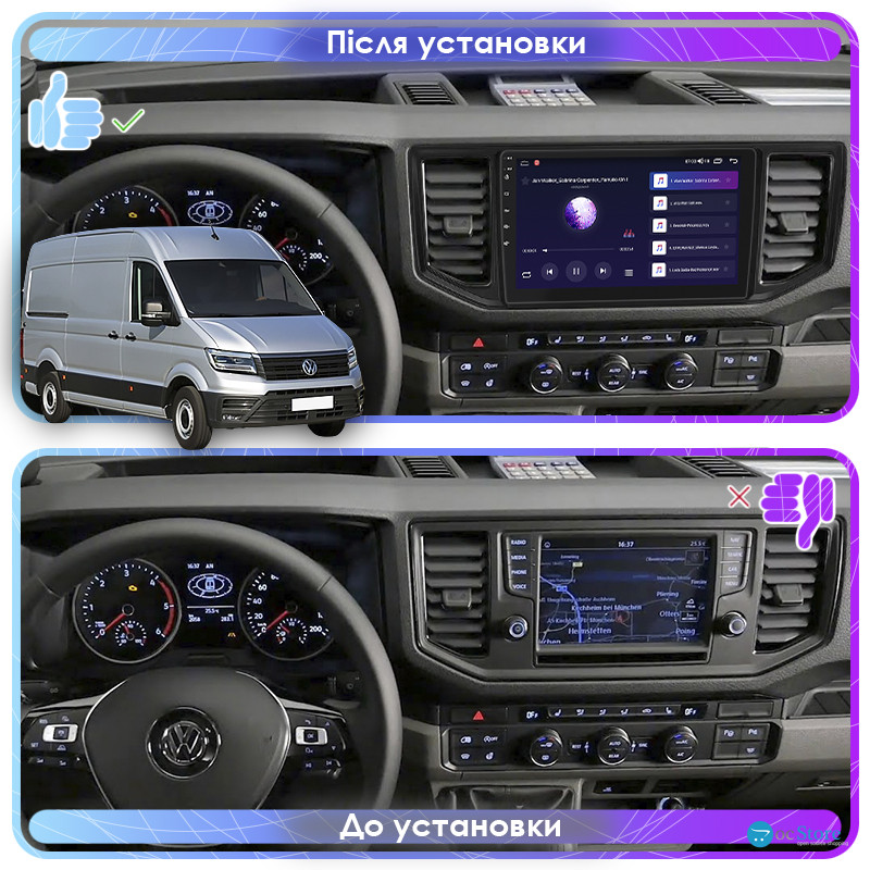 Штатная магнитола Lesko для Volkswagen Crafter II 2017-н.в. экран 10" 2/32Gb 4G Wi-Fi GPS Top