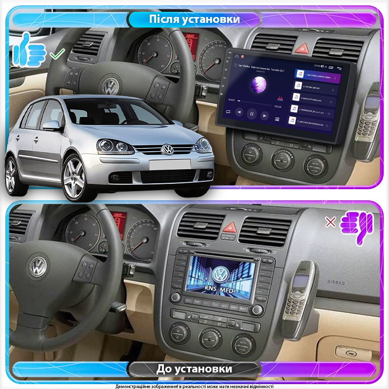 Штатная магнитола Lesko для Volkswagen Golf V 2003-2009 экран 10" 4/64Gb CarPlay 4G Wi-Fi GPS Prime