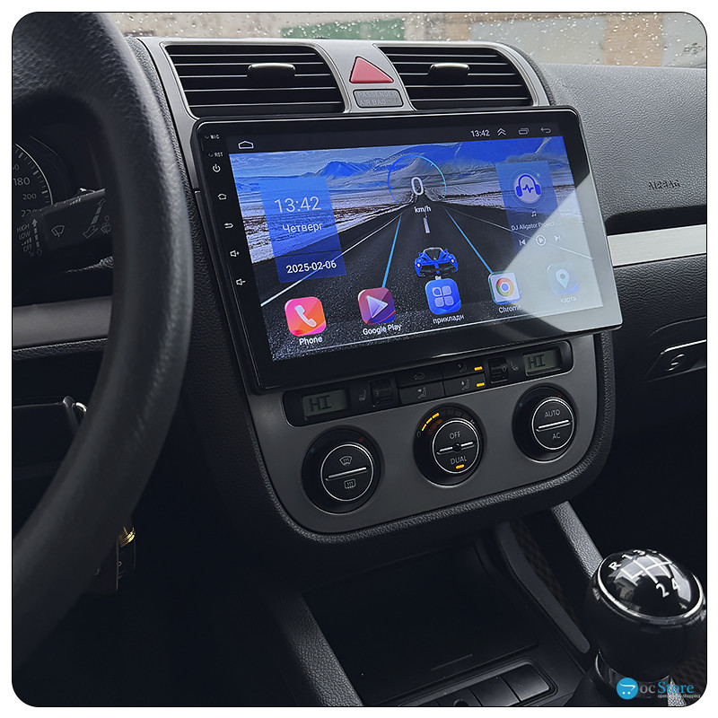Штатная магнитола Lesko для Volkswagen Golf V 2003-2009 экран 10" 2/32Gb 4G Wi-Fi GPS Top