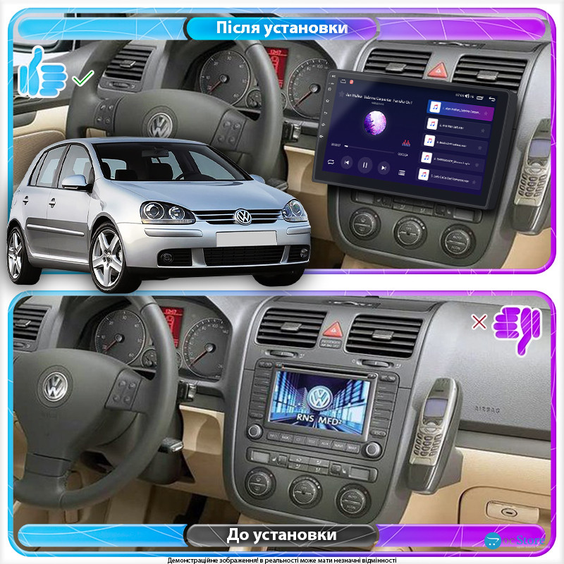 Штатная магнитола Lesko для Volkswagen Golf V 2003-2009 экран 10" 4/64Gb 4G Wi-Fi GPS Top