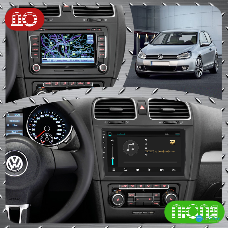 Штатная магнитола Lesko для Volkswagen Golf VI 2008-2012 экран 9" 4/64Gb 4G Wi-Fi GPS Top
