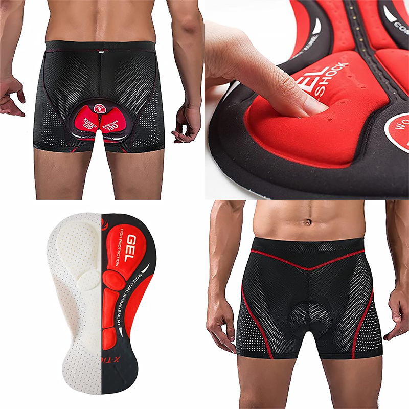 Трусы велосипедные для мужчин X-Тiger XM-DNK-168 с гелевым 5D памперсом Red S