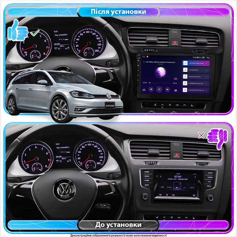 Штатная магнитола Lesko для Volkswagen Golf VII Рестайлинг 2017-н.в. экран 10" 1/16Gb Wi-Fi GPS Base