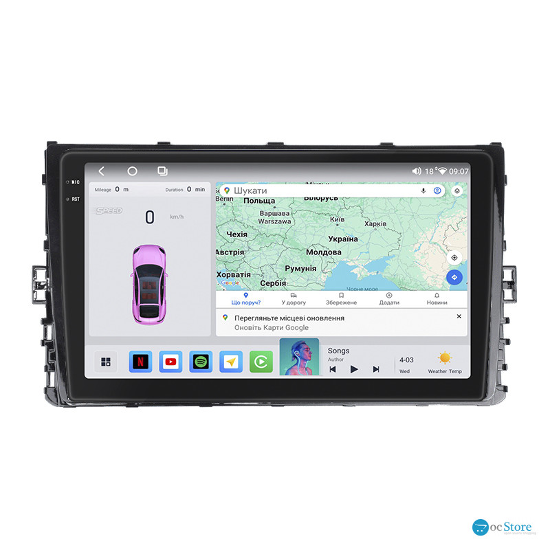 Штатная магнитола Lesko для Volkswagen Jetta VII 2018-н.в. экран 9" 4/64 QLED CarPlay 4G Wi-Fi GPS 360 Prime