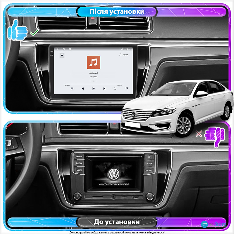 Штатная магнитола Lesko для Volkswagen Lavida II 2015-2018 экран 10" 4/64 QLED CarPlay 4G Wi-Fi GPS 360 Prime
