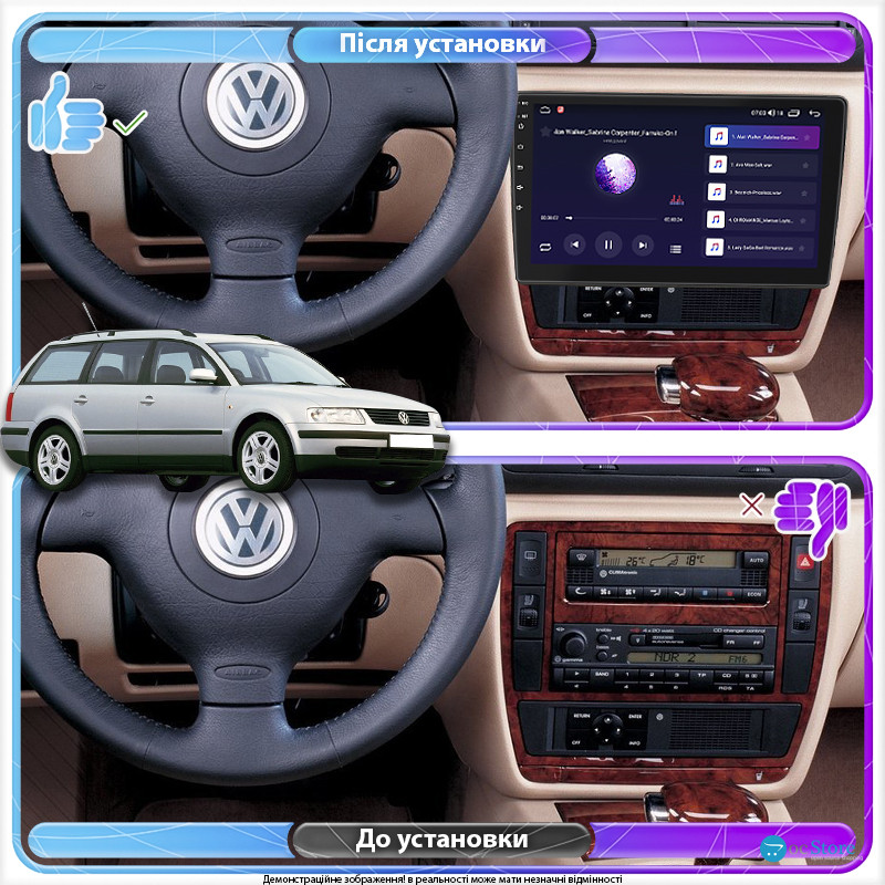 Штатная магнитола Lesko для Volkswagen Passat B5 1996-2001 экран 9" 2/32Gb CarPlay 4G Wi-Fi GPS Prime