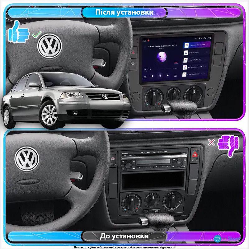 Штатная магнитола Lesko для Volkswagen Passat B5 Рестайлинг 2000-2005 экран 9" 2/32Gb Wi-Fi GPS Base
