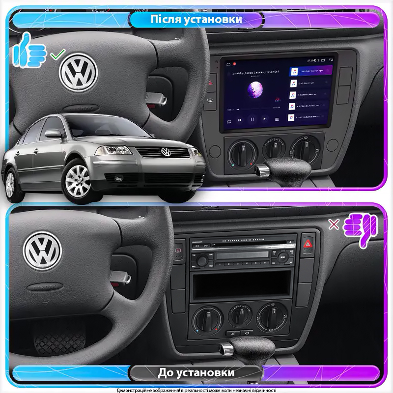 Штатная магнитола Lesko для Volkswagen Passat B5 Рестайлинг 2000-2005 экран 9" 4/64Gb CarPlay 4G Wi-Fi GPS Prime