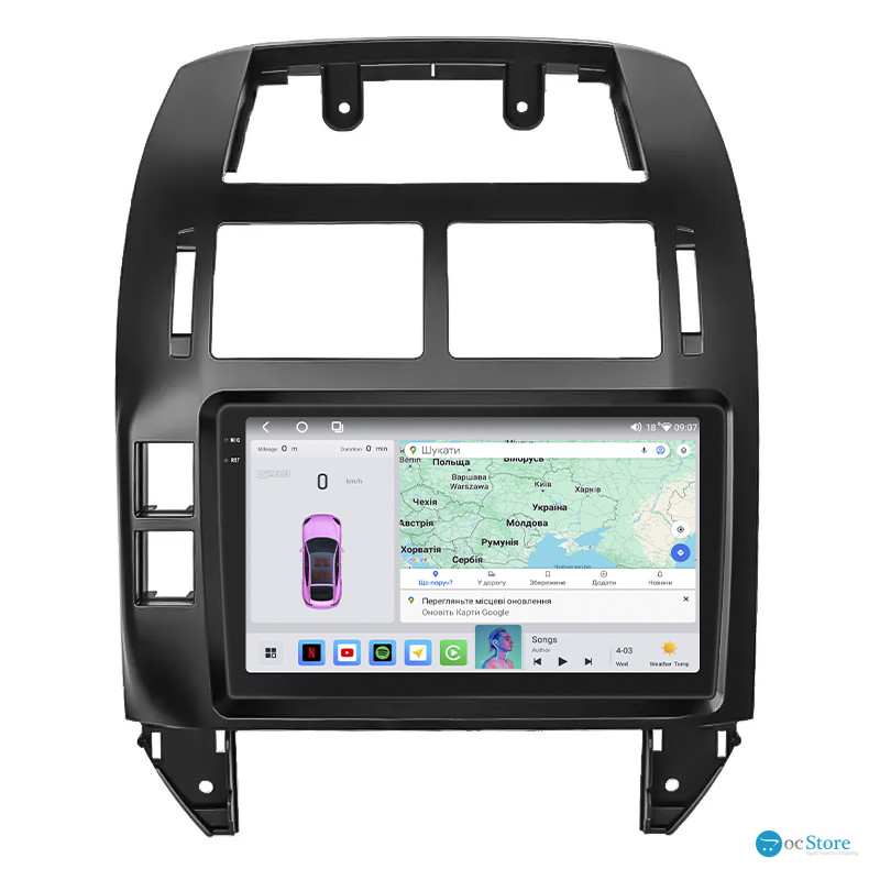 Штатная магнитола Lesko для Volkswagen Polo IV Рестайлинг 2005-2009 экран 9" 4/64 QLED CarPlay 4G Wi-Fi GPS 360 Prime