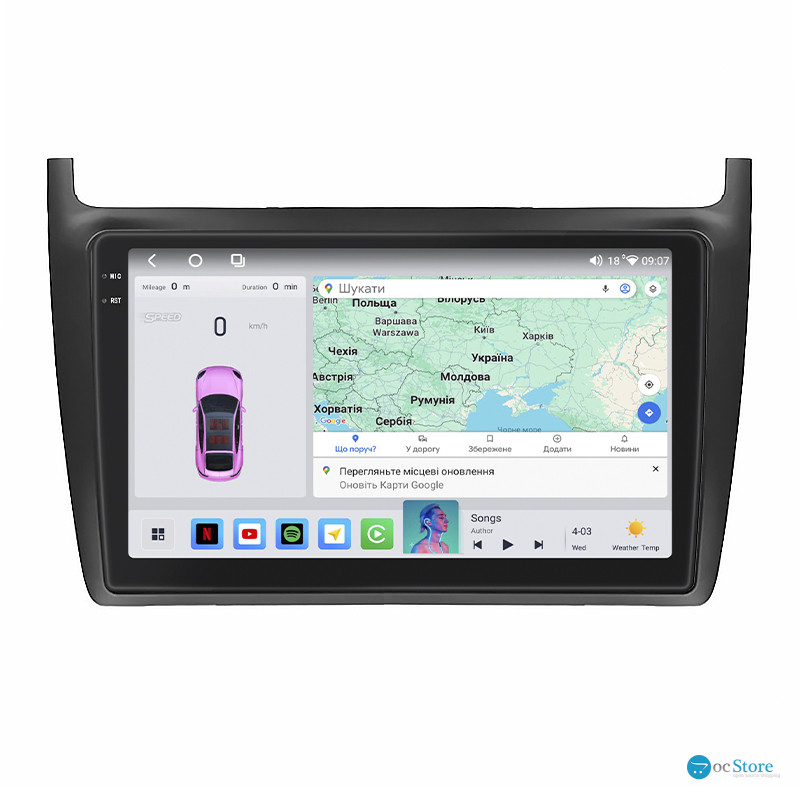 Штатная магнитола Lesko для Volkswagen Polo V 2009-2015 экран 9" 4/64 QLED CarPlay 4G Wi-Fi GPS 360 Prime