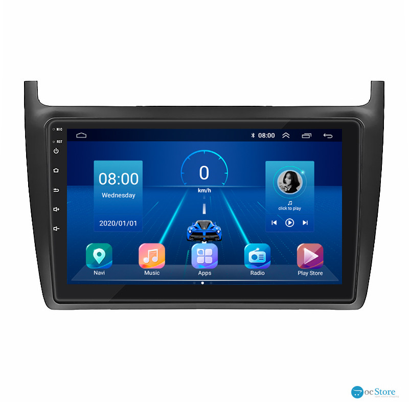 Штатная магнитола Lesko для Volkswagen Polo V 2009-2015 экран 9" 4/64Gb 4G Wi-Fi GPS Top