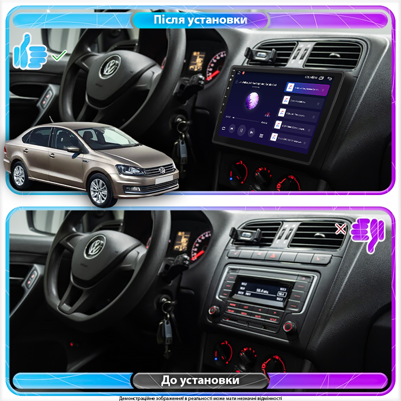Штатная магнитола Lesko для Volkswagen Polo V Рестайлинг 2014-2020 экран 10" 6/128Gb 4G Wi-Fi GPS Top