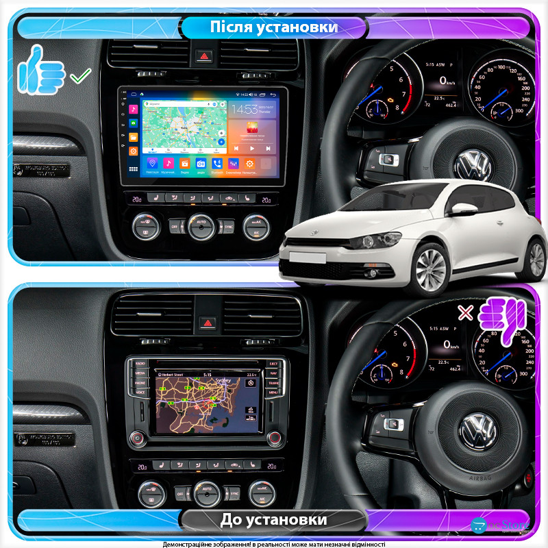 Штатная магнитола Lesko для Volkswagen Scirocco III Рестайлинг 2014-2017 экран 10" 2/32Gb CarPlay 4G Wi-Fi GPS Prime