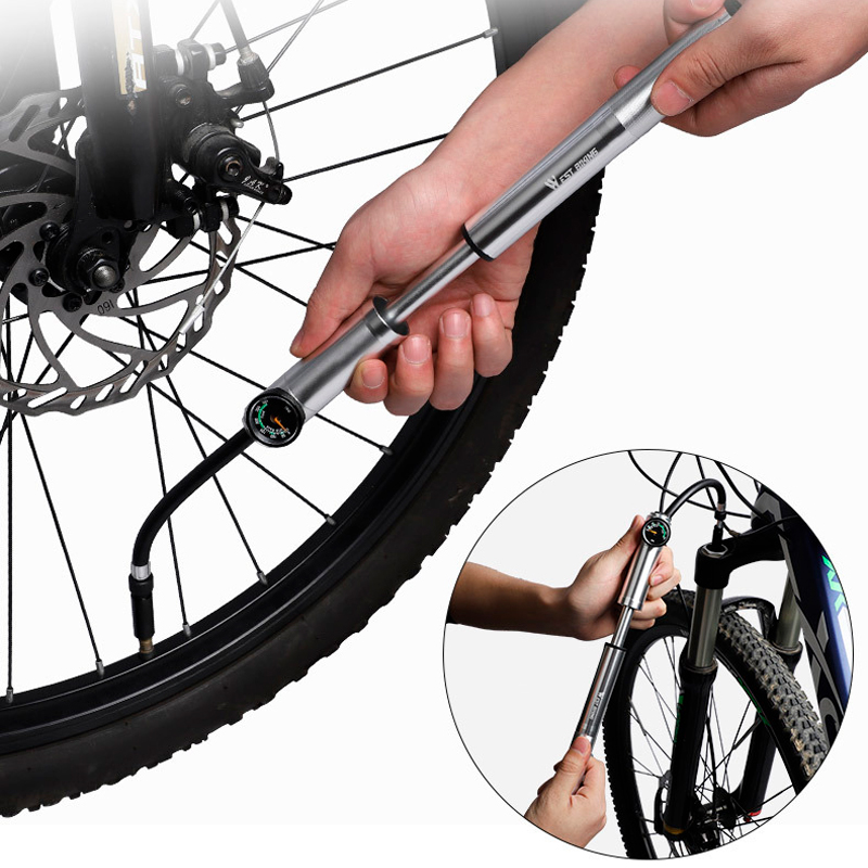 Насос велосипедный West Biking 0711068 Ручной с индикатором Silver
