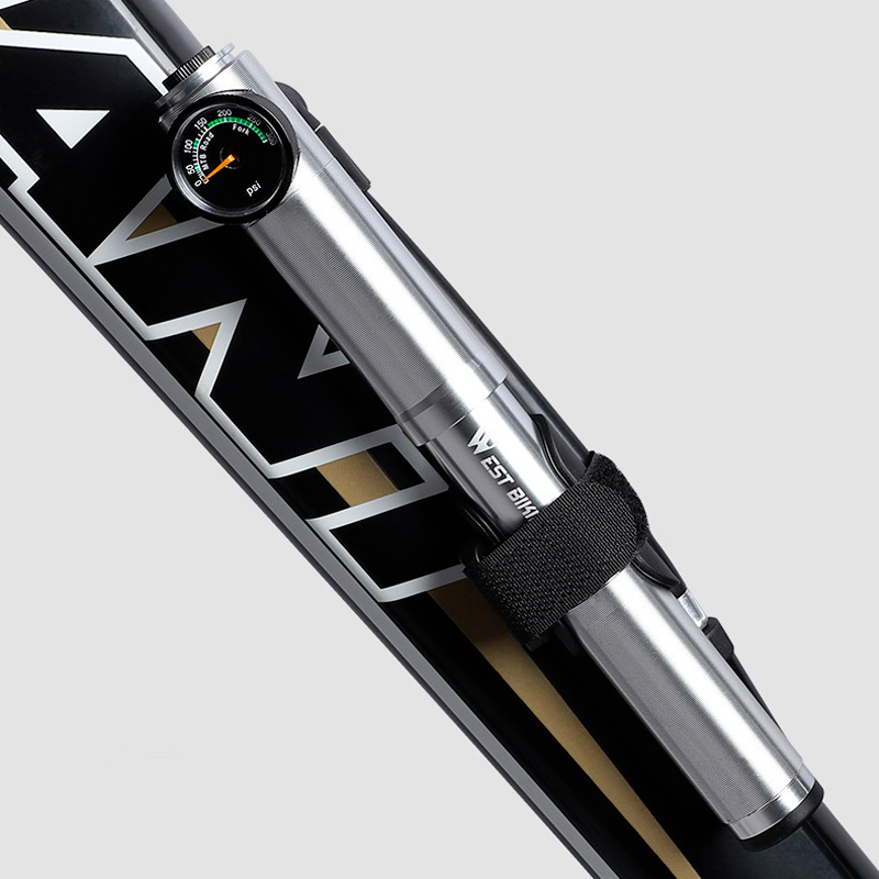 Насос велосипедный West Biking 0711068 Ручной с индикатором Silver