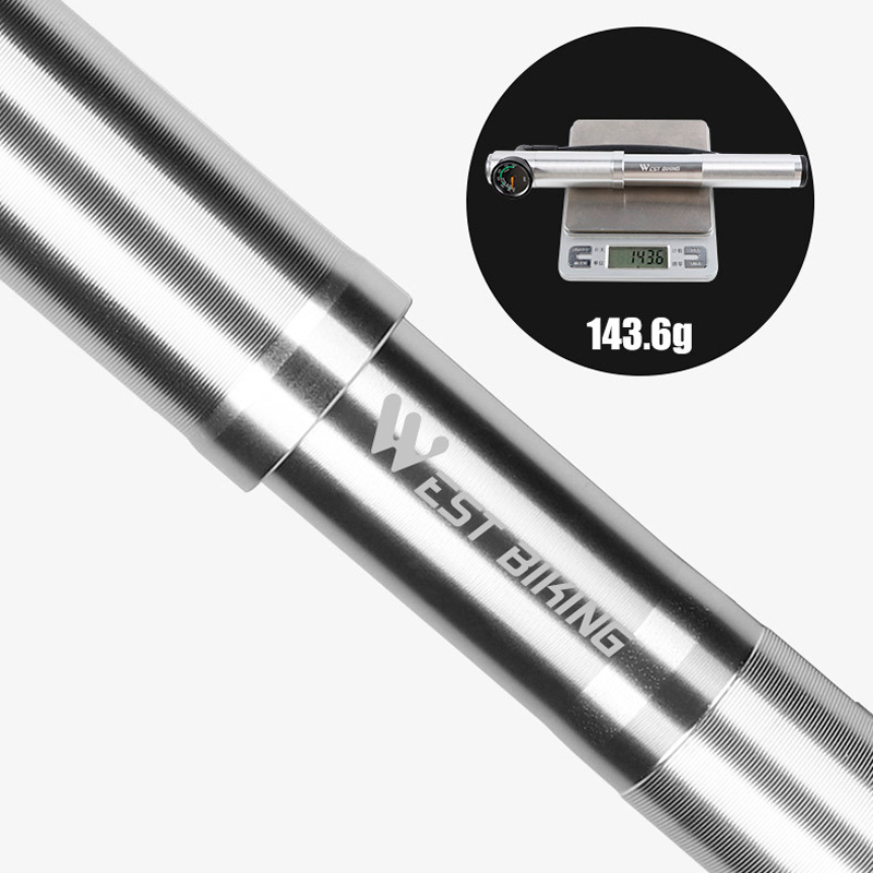 Насос велосипедный West Biking 0711068 Ручной с индикатором Silver