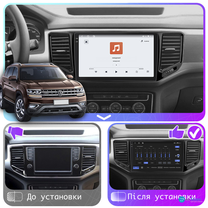 Штатная магнитола Lesko для Volkswagen Teramont I 2017-2020 экран 10" 4/64 QLED CarPlay 4G Wi-Fi GPS 360 Prime