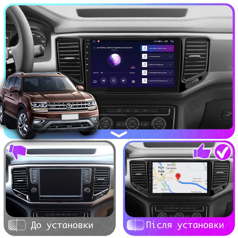 Штатная магнитола Lesko для Volkswagen Teramont I Рестайлинг 2021-н.в. экран 10" 4/64Gb CarPlay 4G Wi-Fi GPS Prime