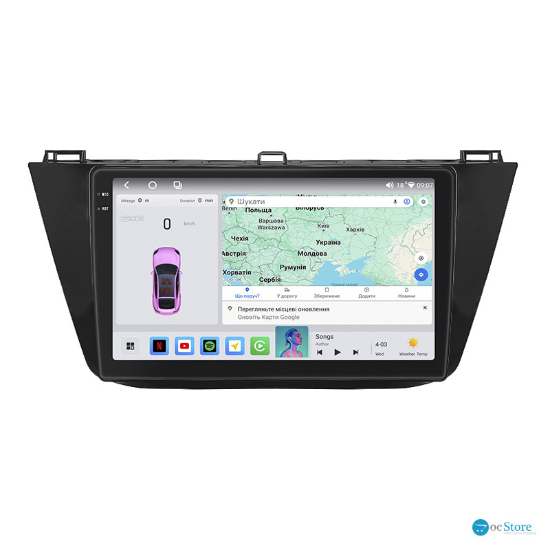Штатная магнитола Lesko для Volkswagen Tiguan II 2016-2020 экран 10" 4/64 QLED CarPlay 4G Wi-Fi GPS 360 Prime
