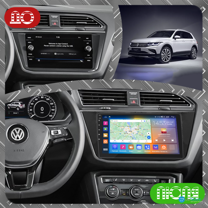 Штатная магнитола Lesko для Volkswagen Tiguan II Рестайлинг 2020-н.в. экран 10" 2/32Gb CarPlay 4G Wi-Fi GPS Prime