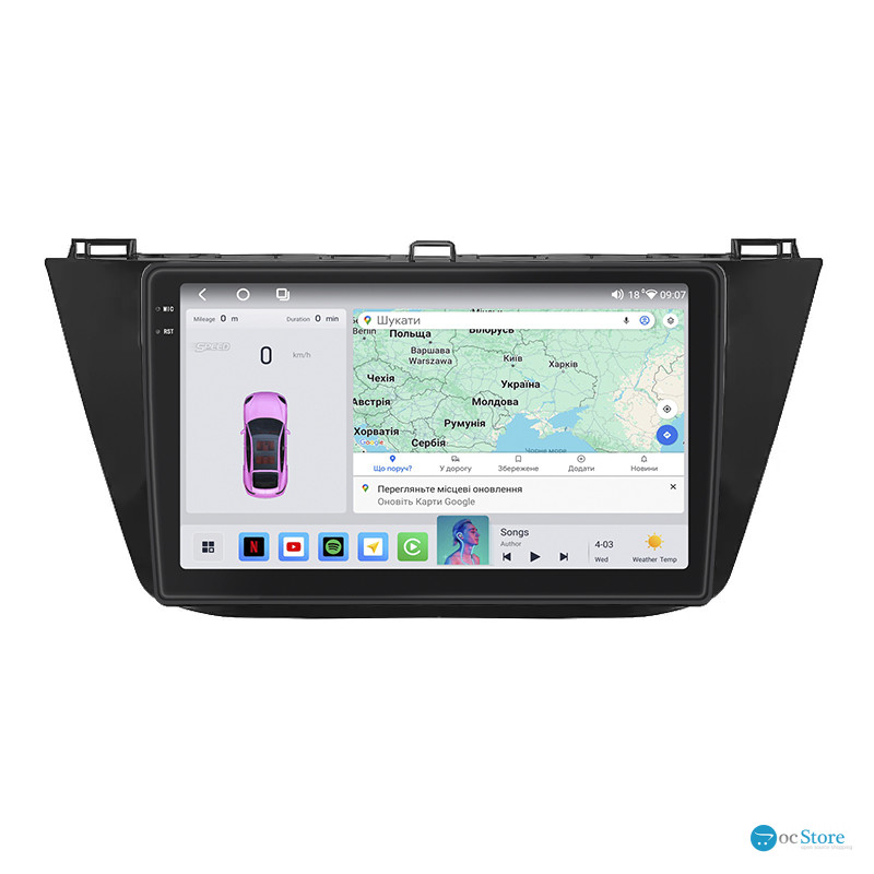 Штатная магнитола Lesko для Volkswagen Tiguan II Рестайлинг 2020-н.в. экран 10" 4/64 QLED CarPlay 4G Wi-Fi GPS 360 Prime