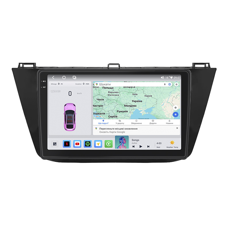 Штатная магнитола Lesko для Volkswagen Tiguan II Рестайлинг 2020-н.в. экран 10" 4/64 QLED CarPlay 4G Wi-Fi GPS 360 Prime