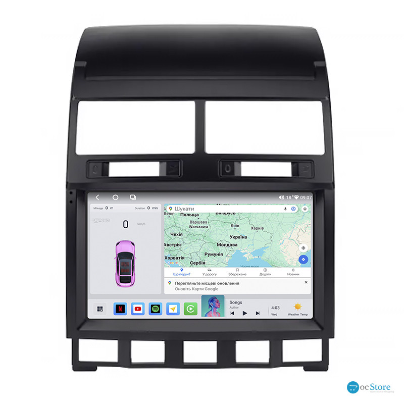 Штатная магнитола Lesko для Volkswagen Touareg I Рестайлинг 2006-2010 экран 9" 4/64 QLED CarPlay 4G Wi-Fi GPS 360 Prime