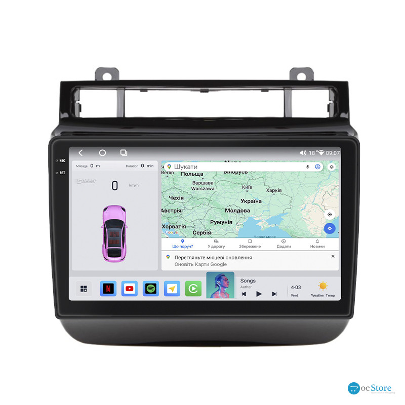 Штатная магнитола Lesko для Volkswagen Touareg II Рестайлинг 2014-2018 экран 9" 4/64 QLED CarPlay 4G Wi-Fi GPS 360 Prime