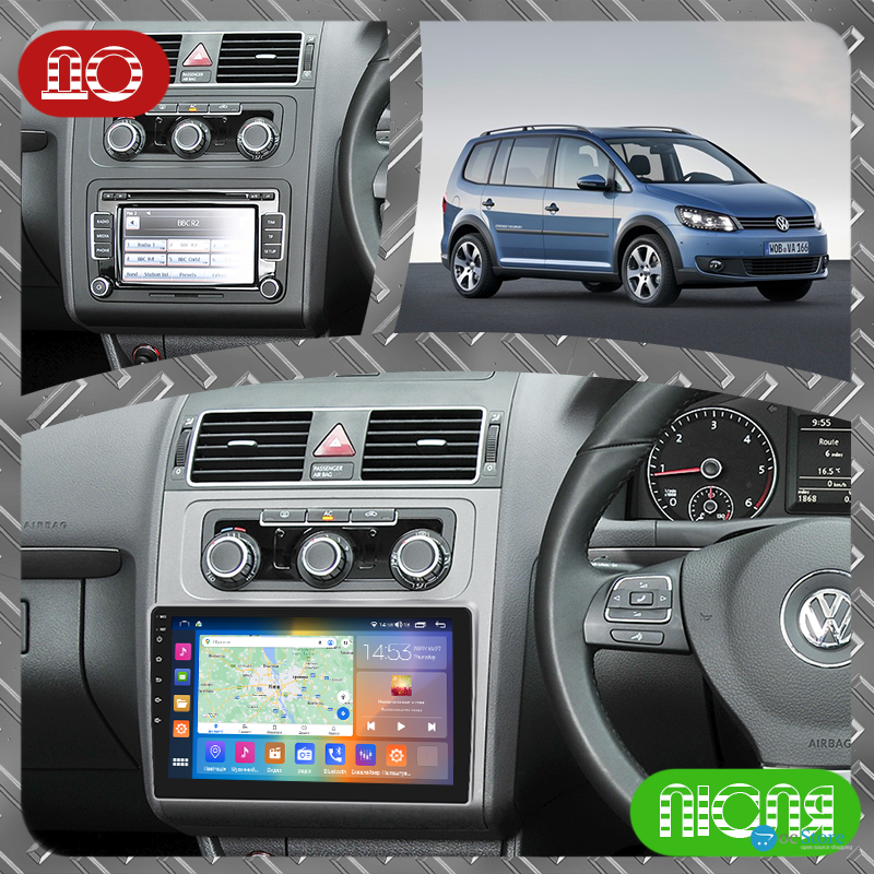 Штатная магнитола Lesko для Volkswagen Touran II 2010-2015 экран 10" 4/64Gb CarPlay 4G Wi-Fi GPS Prime