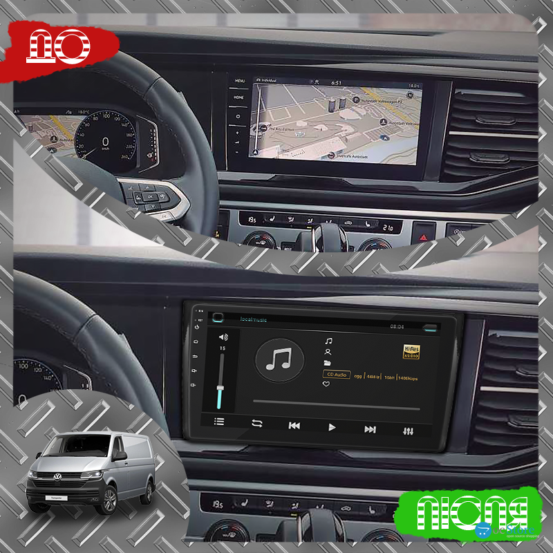 Штатная магнитола Lesko для Volkswagen Transporter T6 Рестайлинг 2019-н.в. экран 9" 1/16Gb Wi-Fi GPS Base